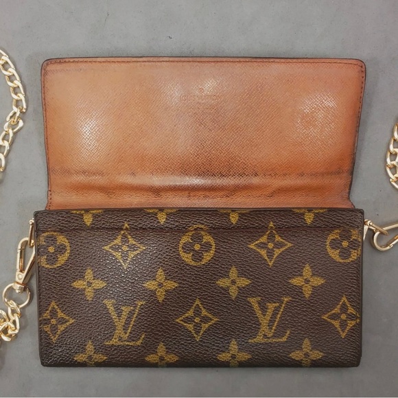 Authentic LOUIS VUITTON Crossbody Monogram Wallet Long Chain Woc Vintage Mi9002 - Picture 3 of 15